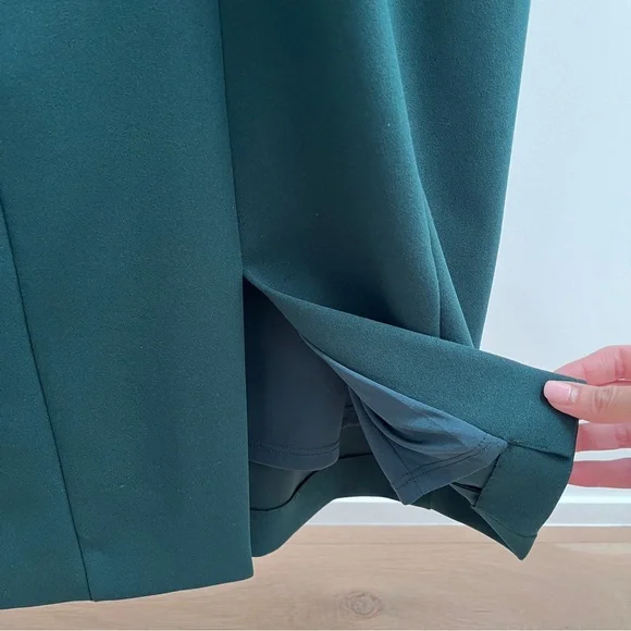 Betsy & Adam One Shoulder Dress in Dark Green - Picture 8 of 12